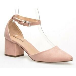 Call It Spring Blush Suede Block Heel with Ankle Strap